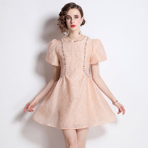 Peachy queen mini dress with embellishments