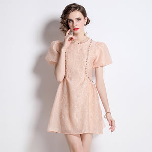 Peachy queen mini dress with embellishments