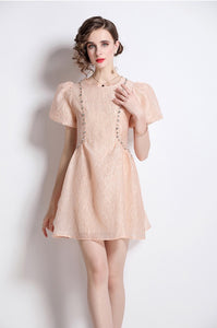 Peachy queen mini dress with embellishments
