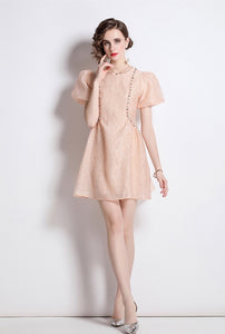 Peachy queen mini dress with embellishments