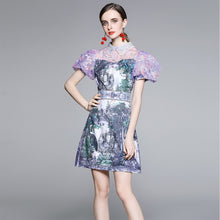 Load image into Gallery viewer, The garden by the castle puff ball sleeve mini dress