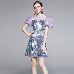 The garden by the castle puff ball sleeve mini dress