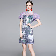 Load image into Gallery viewer, The garden by the castle puff ball sleeve mini dress