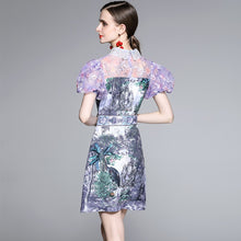 Load image into Gallery viewer, The garden by the castle puff ball sleeve mini dress