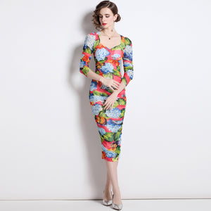 Oversized Pansy flower midi dress