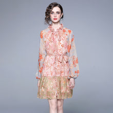 Load image into Gallery viewer, Orange floral energy mini dress