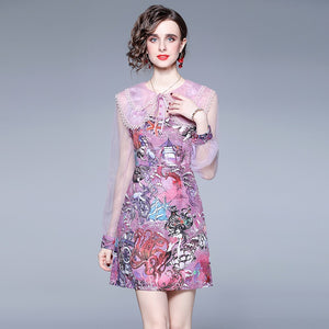Mermaid madness mini dress with statement collar