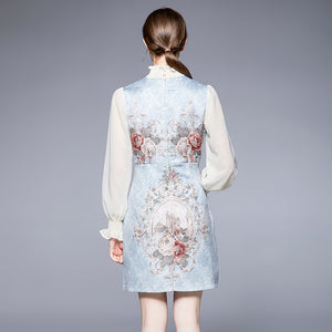 Pinafore style dress with muted flowers