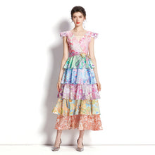 Load image into Gallery viewer, Pastel printed multi tiered midi dress