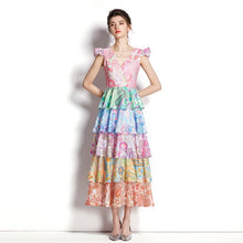 Load image into Gallery viewer, Pastel printed multi tiered midi dress