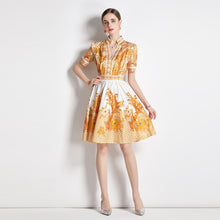 Load image into Gallery viewer, Going for gold flowers mini dress