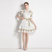 Load image into Gallery viewer, Peach &amp; pink tiny flower mini dress with belt