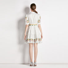 Load image into Gallery viewer, Peach &amp; pink tiny flower mini dress with belt