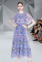 Load image into Gallery viewer, Mini Crochet style embroidered midi dress
