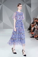 Load image into Gallery viewer, Mini Crochet style embroidered midi dress