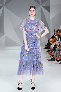Mini Crochet style embroidered midi dress