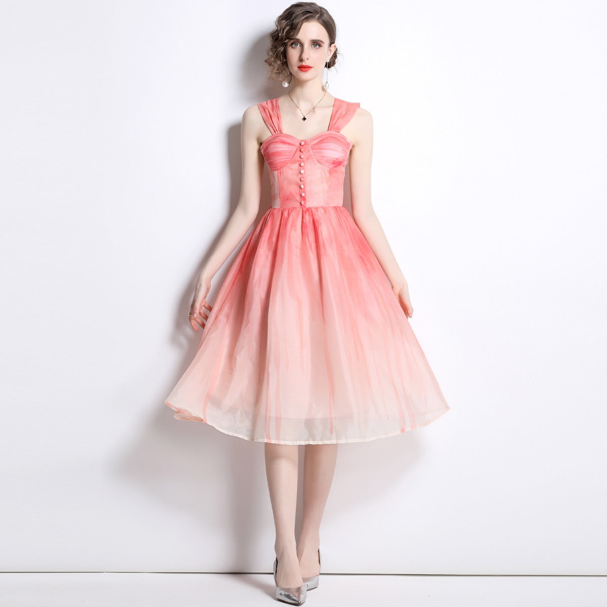 Opulent Ombre in coral mini dress