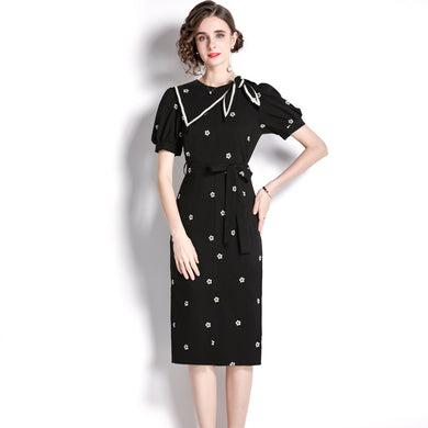 Bandana style detail with flowers midi dress