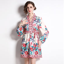 Load image into Gallery viewer, Fresh as a rose v neck mini dress with belt