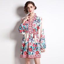 Load image into Gallery viewer, Fresh as a rose v neck mini dress with belt