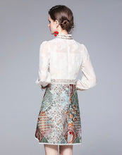 Load image into Gallery viewer, Lace with rustic mixed print mini dress