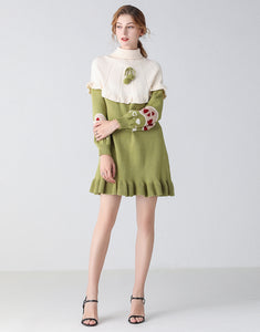 Heart on my sleeve green jumper dress
