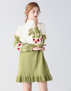 Heart on my sleeve green jumper dress
