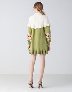 Heart on my sleeve green jumper dress