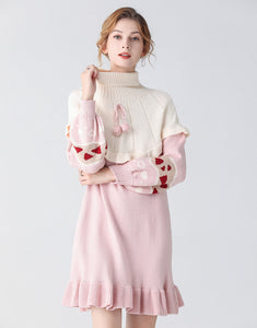 Heart on my sleeve pink jumper dress