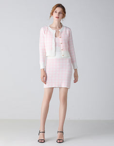 Pink and white checkmate two piece set