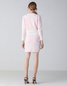 Pink and white checkmate two piece set