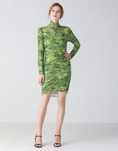 Load image into Gallery viewer, The Green Camouflage ruched bodycon dress