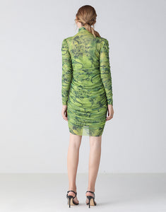 The Green Camouflage ruched bodycon dress