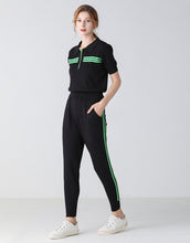 Load image into Gallery viewer, Black with green racing stripes lounge set - sample