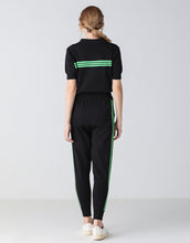 Load image into Gallery viewer, Black with green racing stripes lounge set - sample