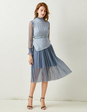 Load image into Gallery viewer, Dainty Blue knitted vest and Sheer pleated dress *WAS £75*