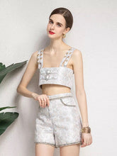 Load image into Gallery viewer, Ghostly floral two piece set with embellishments