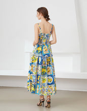 Load image into Gallery viewer, When life gives you lemons strappy midi dress