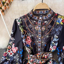 Load image into Gallery viewer, Evening blooms mini dress with belt