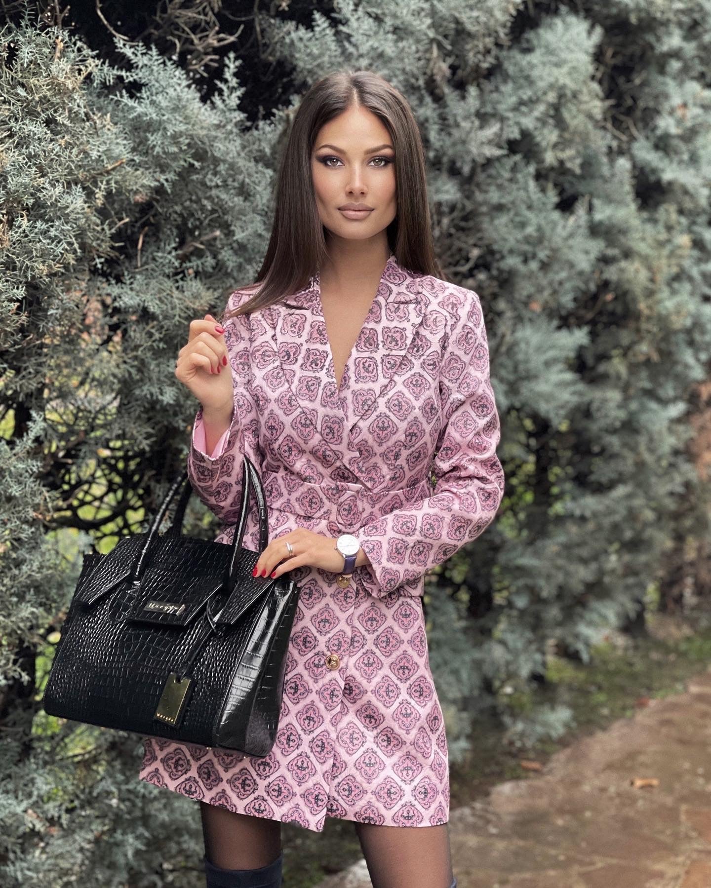 Light Pink Diamond Tile Blazer dress