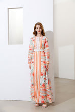 Load image into Gallery viewer, Apricot stripes and roses maxi dress