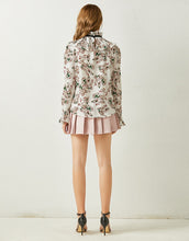 Load image into Gallery viewer, Floral Ruffle high neck chiffon top and pleated mini skirt