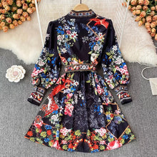 Load image into Gallery viewer, Evening blooms mini dress with belt
