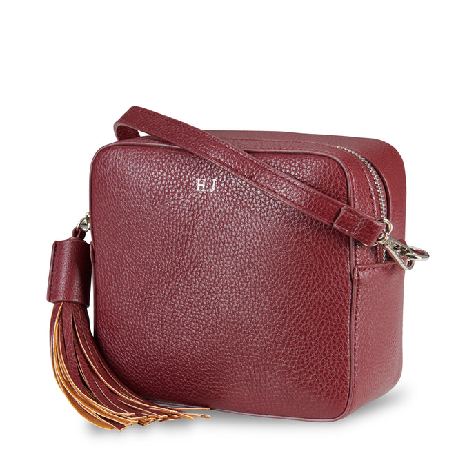 Maroon Vegan Leather Cross Body Bag ThreeSixFive