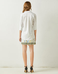 ‘The Artist Sketch’ cotton shirt and asymmetric skirt set