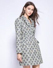 Load image into Gallery viewer, Yellow and mono diamond tile shape blazer dress