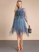 Load image into Gallery viewer, Blue denim bralette tulle dress