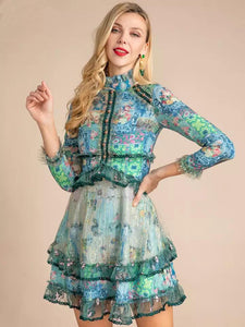Patchwork floral and lace dress