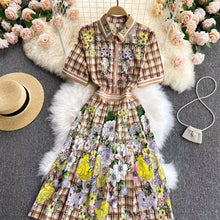 Load image into Gallery viewer, Check pattern with florals mini dress
