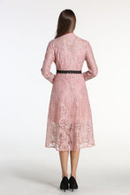Load image into Gallery viewer, Comino Couture Pink Lace Midi Dress
